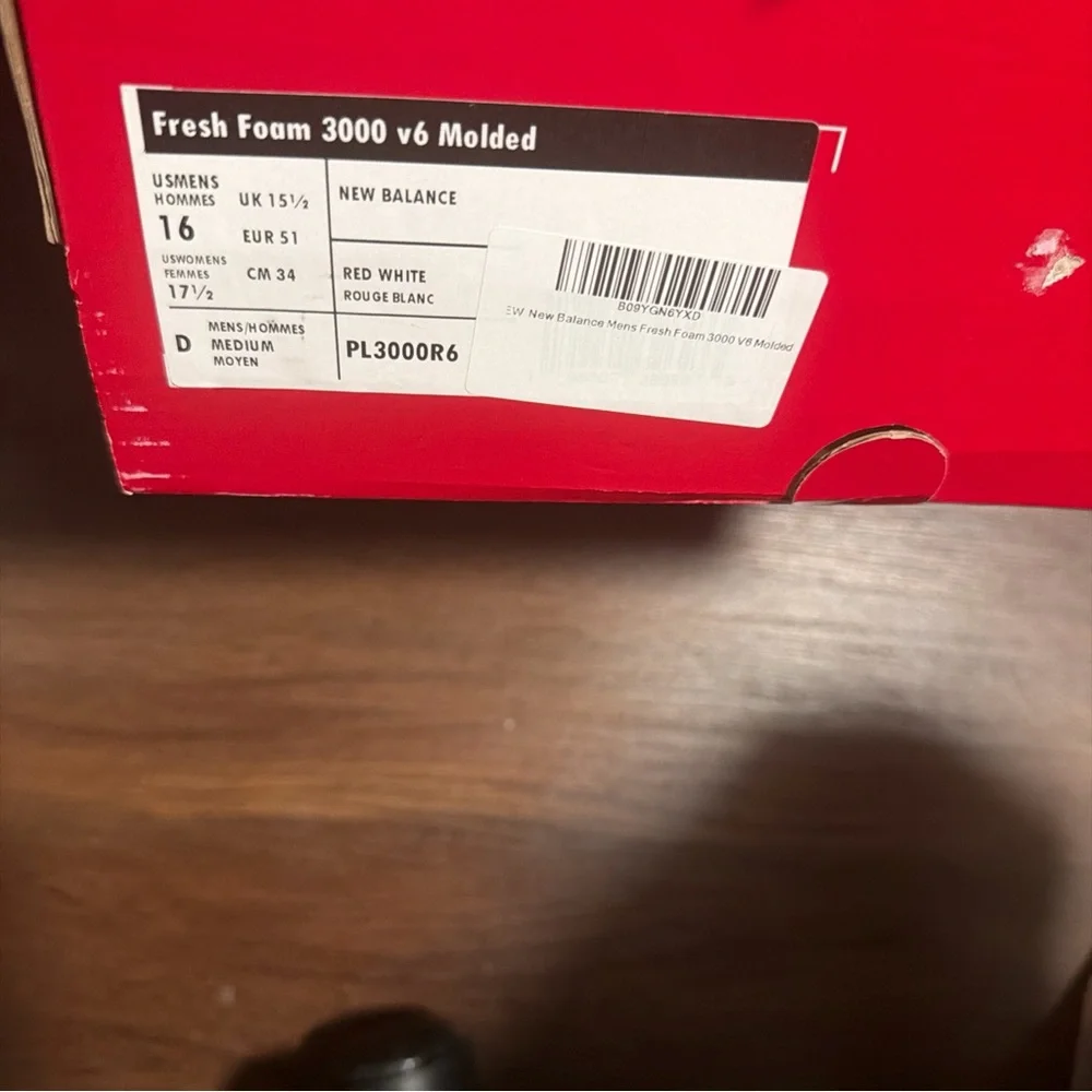 New Balance Fresh Foam PL3000R v6 Molded Baseball Cleats Red/White Sz 16 - Picture 7 of 7